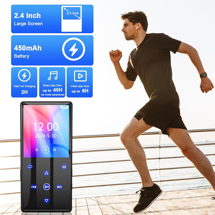 Gueray 128GB MP3-Player mit Bluetooth 5.0 Tragbarer MP3 Player Digitaler Musikspieler mit HiFi-Sound