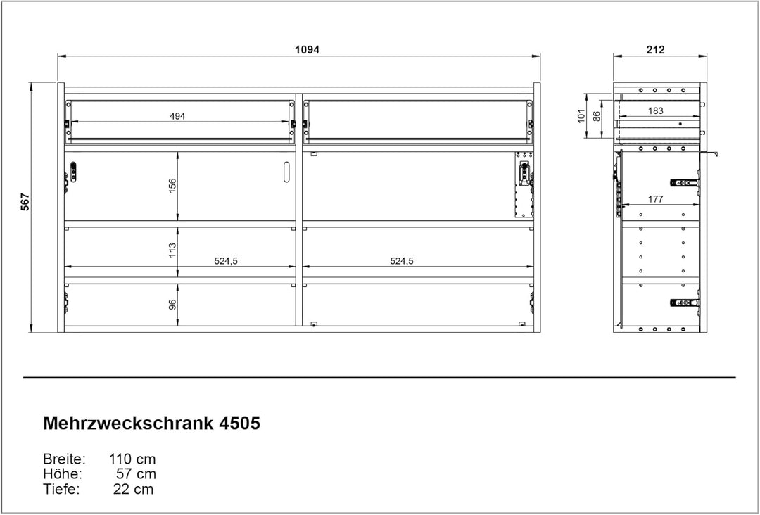 Germania Schuhschrank 4438-633 GW-Ameca, in Weiss/Navarra-Eiche-Nb., FSC-Zertifiziert, 110 x 57 x 22