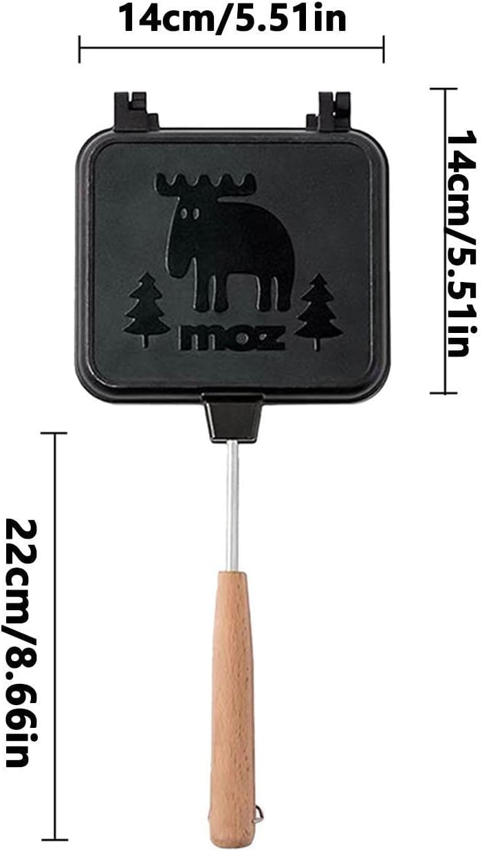 Bexdug Doppelseitige Bratpfanne - Leichte abnehmbare Sandwichpresse,Camping-Sandwichmaker-Toaster mi