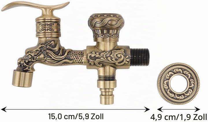 Garten-Wasserhahn für Den Aussenbereich, 2 Griffe, 2-Loch-Kupfer, Pferdeform, Zapfhahn, Hinterhof-Wa