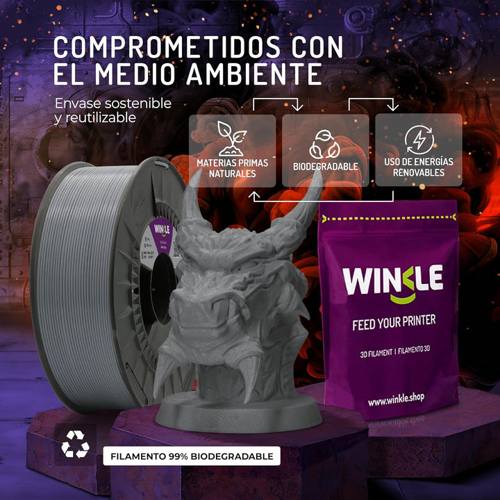 Winkle Filament Pla 870 | Pla 1,75 mm | 3D-Druck | Pla 870 | 3D-Druck Filament | Ingeo 870 | Aschgra