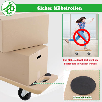 SUBTLETY Rollbrett Transportwagen Transporthilfe mit Rollen 58x29x11cm Tischtransportwagen Möbelroll