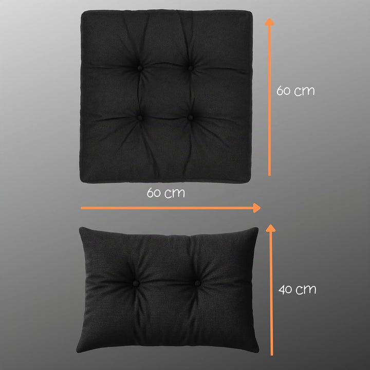 Polster für Gartenmöbel Set Sitzpolster 60x60 cm und Rückenkissen 40x60 cm - Lounge Kissen Outdoor P