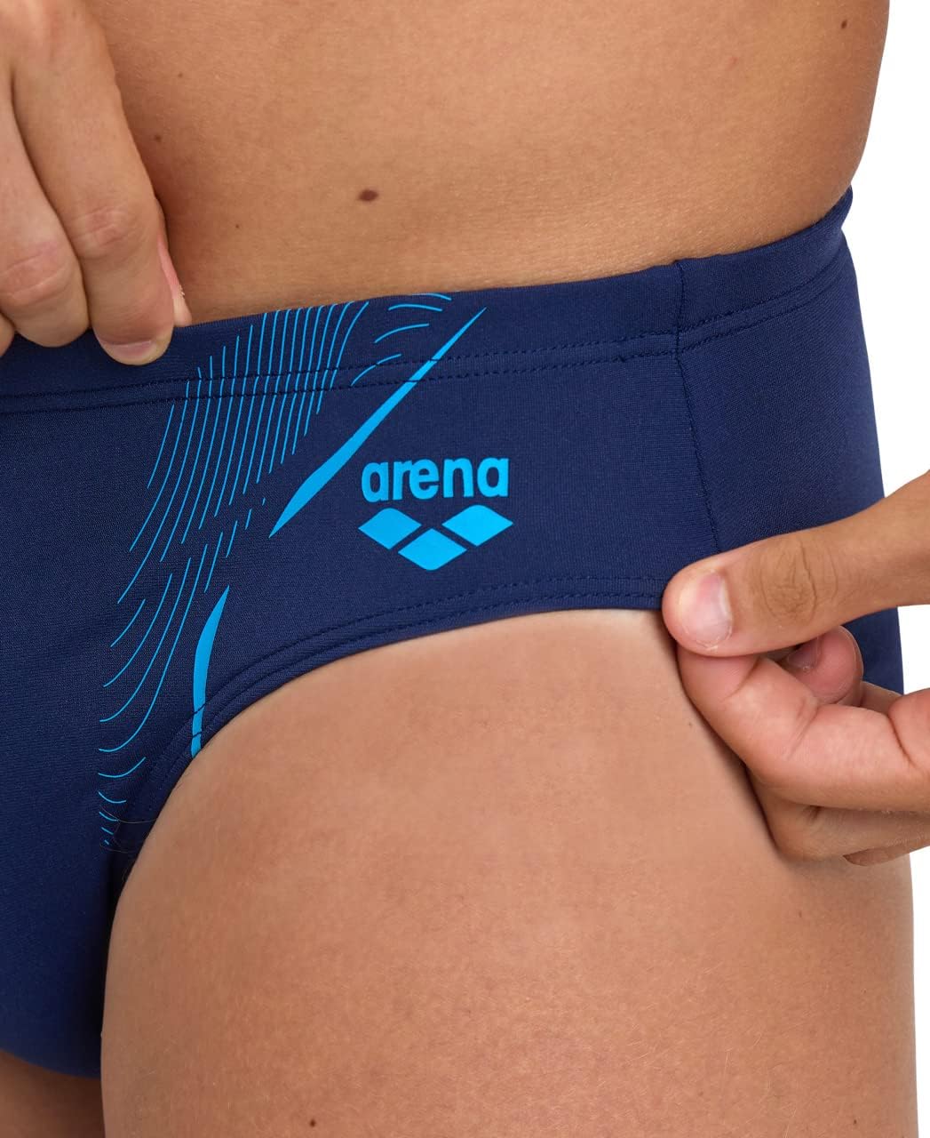ARENA Herren Men's Swim Briefs Graphic Swim Briefs 46 Navy-turquoise, 46 Navy-turquoise