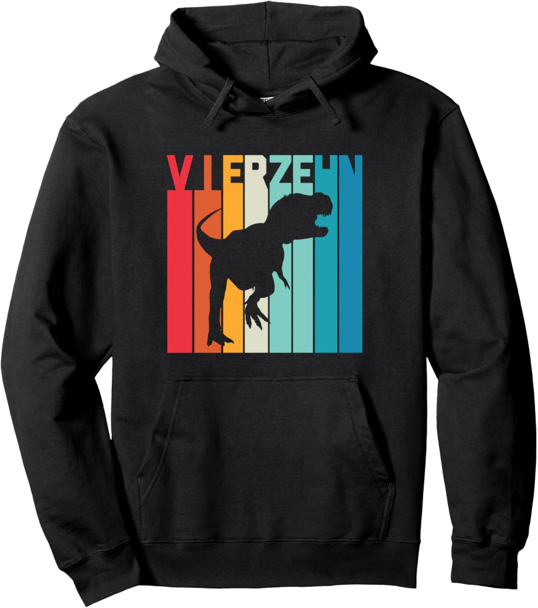 14. Geburtstag Retro Dino Junge Mädchen Dinosaurier Pullover Hoodie