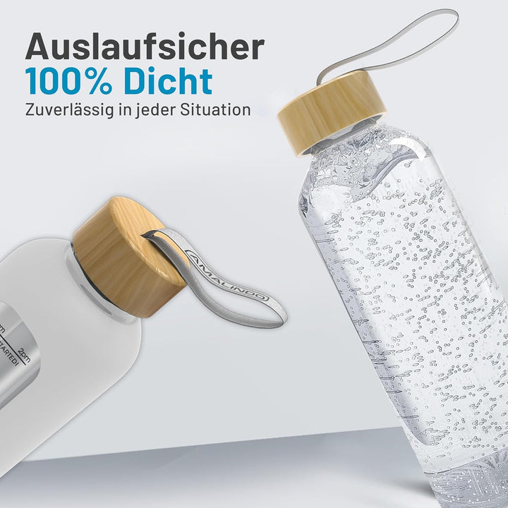 Trinkflasche 1l Glas, Wasserflasche 1l, Glasflasche 1 Liter, Trinkflasche-Glas-1l, Water Bottle (Bor