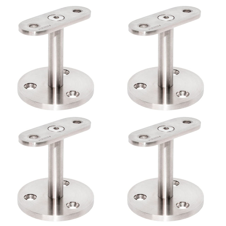 PRIOstahl Handlaufhalter Handlaufträger Wandhalter Handlaufstütze - 4 x Handlauf Flach an die Wand z