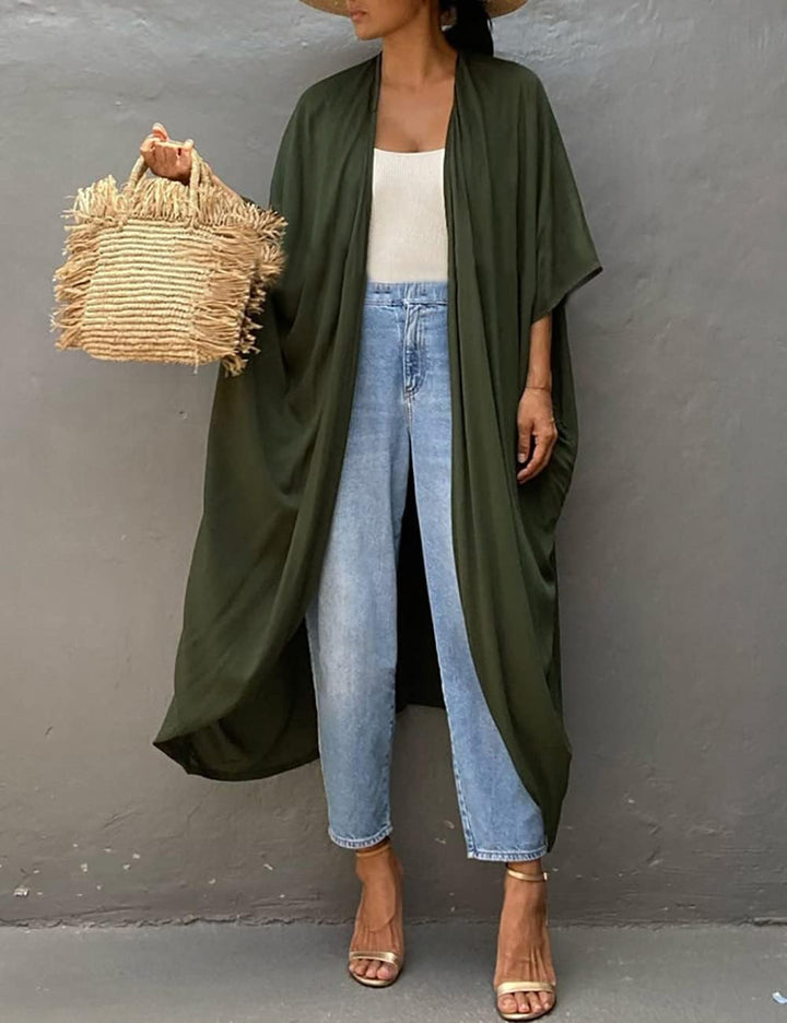 Bsubseach Damen Lange Strand Strandponcho für Bademode Sexy Bikini Beach Kimono Strickjacke A-armee