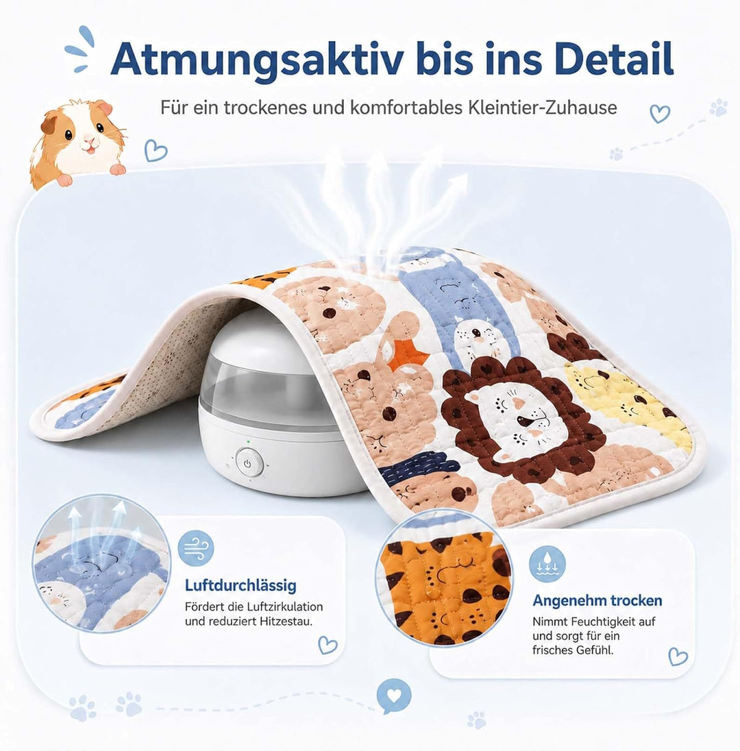 4 Stück 70 x 50 cm Pipipads für Meerschweinchen, auslaufsicher | waschbar, saugstark, wiederverwendb