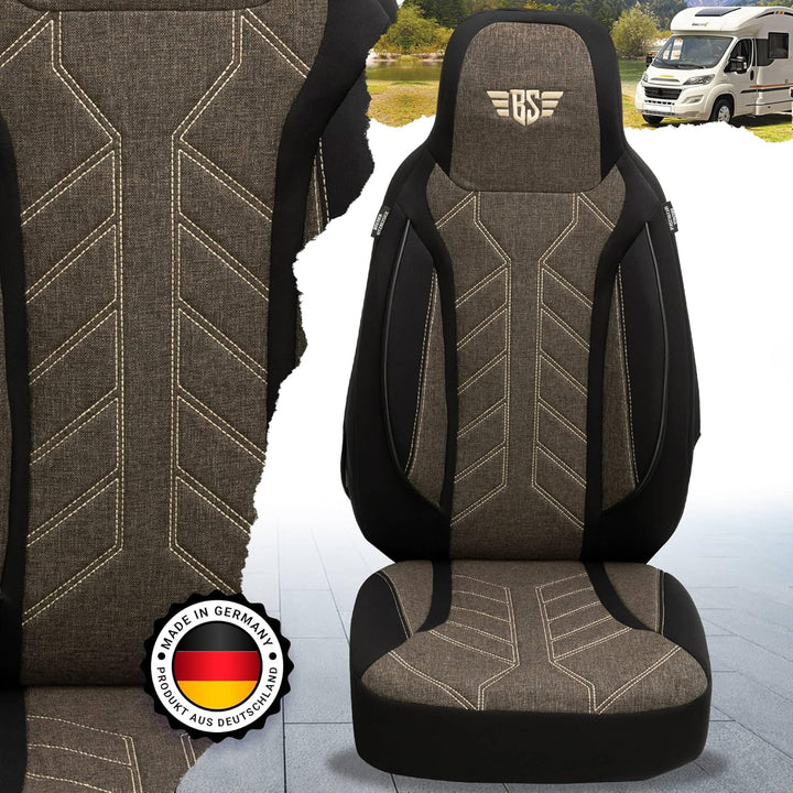 BREMER SITZBEZÜGE Wohnmobil Schonbezüge für FIAT Ducato Jumper Boxer PLKT212 PLKT212 - Schwarz/Braun