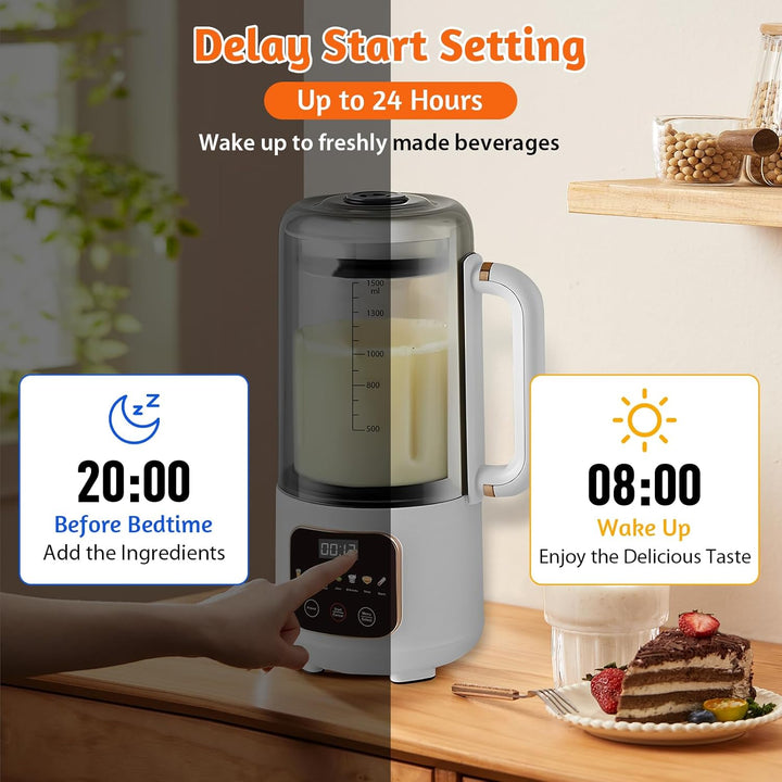 Nussmilchmaschine 1500ML, Sojamilch Hersteller mit 16 Klingen, 7 in 1 Sojamilchmaker Multifunktional