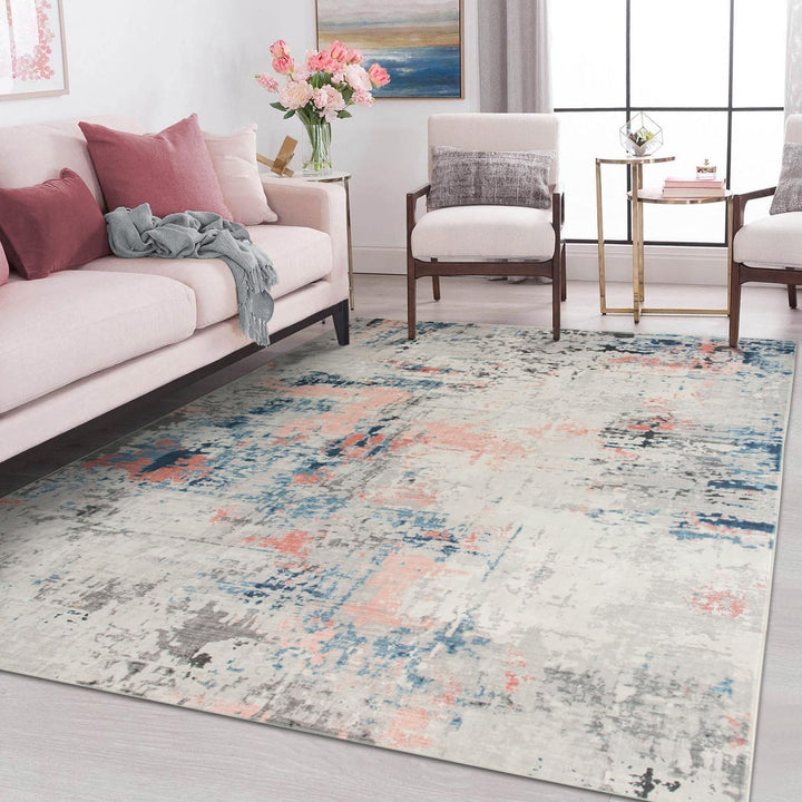 TALETA Teppich Wohnzimmer, waschbarer Teppich Kurzflor, Moderner Teppich für Schlafzimmer, Küche, Es