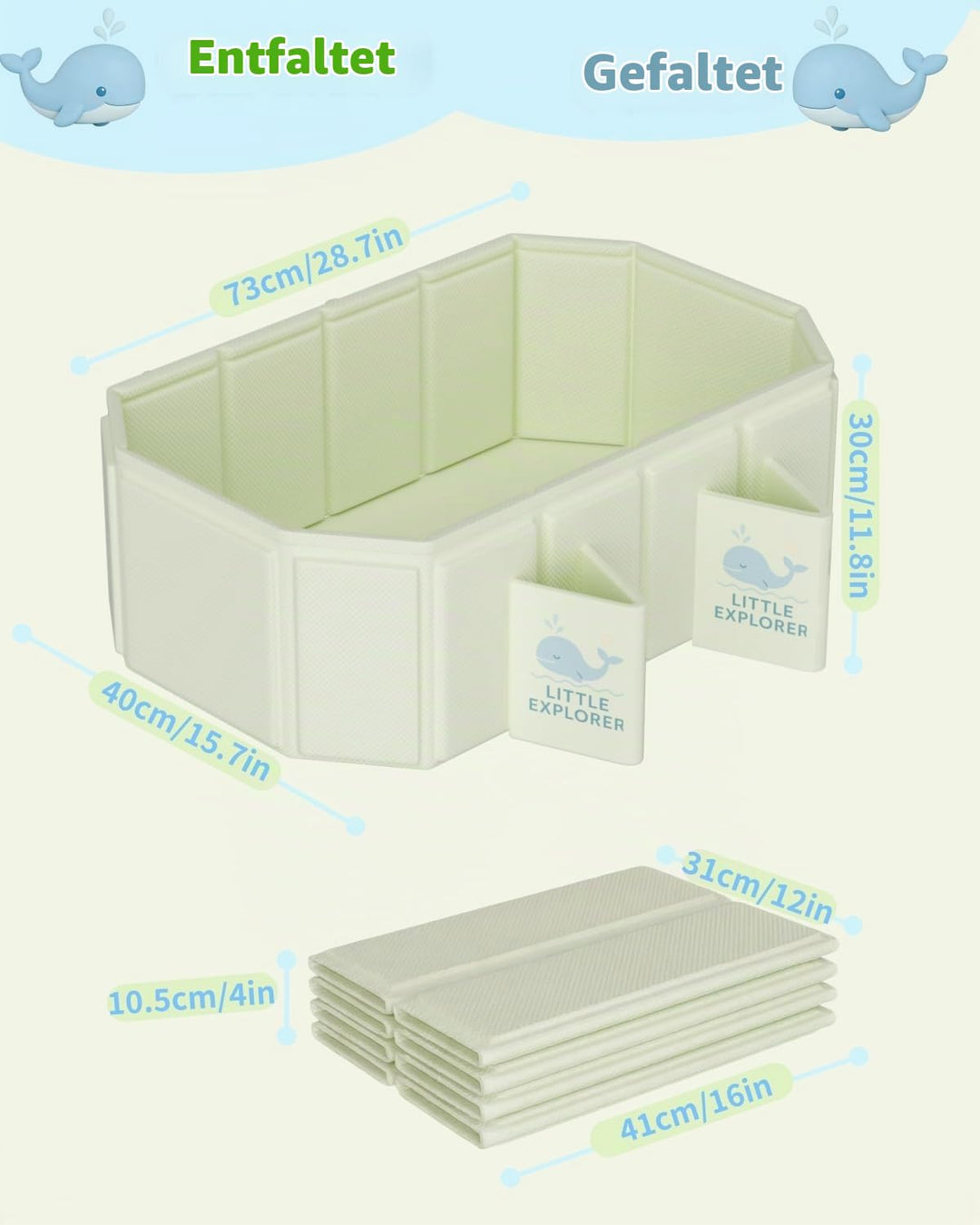 Babywanne Faltbar für Babys &amp; Kleinkinder von 0–6 Jahren, Klappbare Babybadewanne für Dusche &amp; Bad,