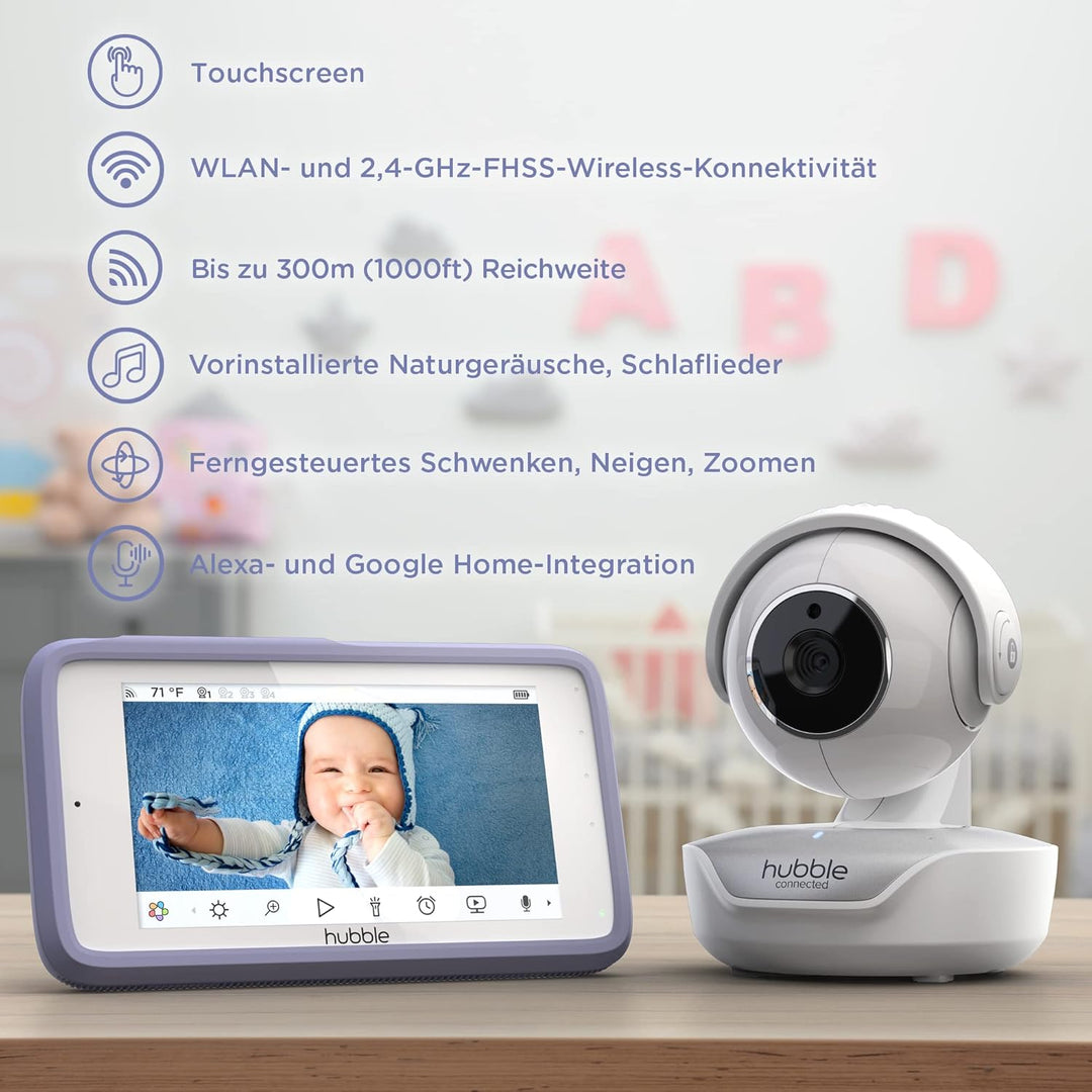 Hubble Connected Nursery Pal Premium Baby Monitor with Camera, 5 Inch Touch Screen, Privacy Mode, In
