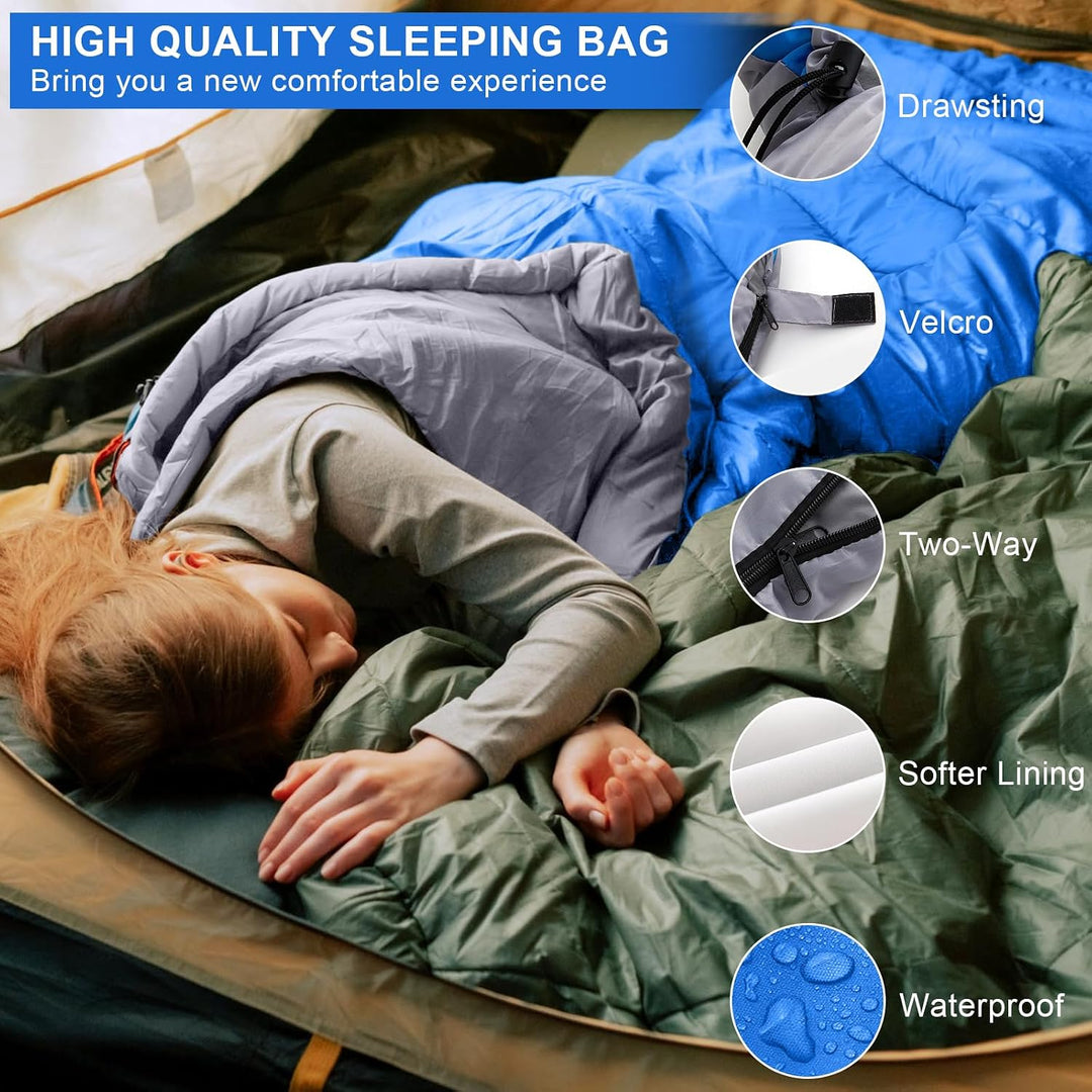 Schlafsack 3-4 Jahreszeiten - 220 x 85 cm Wasserdichter Leichter Deckenschlafsack, Schlafsack Winter