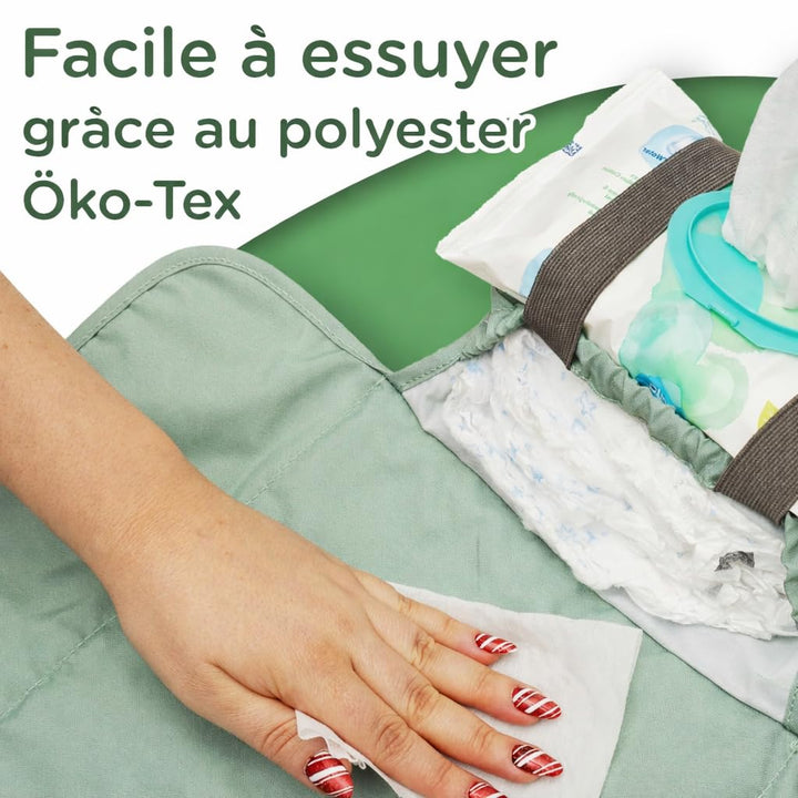 Jubi® Wickelauflage Mint aus Biobaumwolle undPolyester - Wickelunterlage für unterwegs mit P