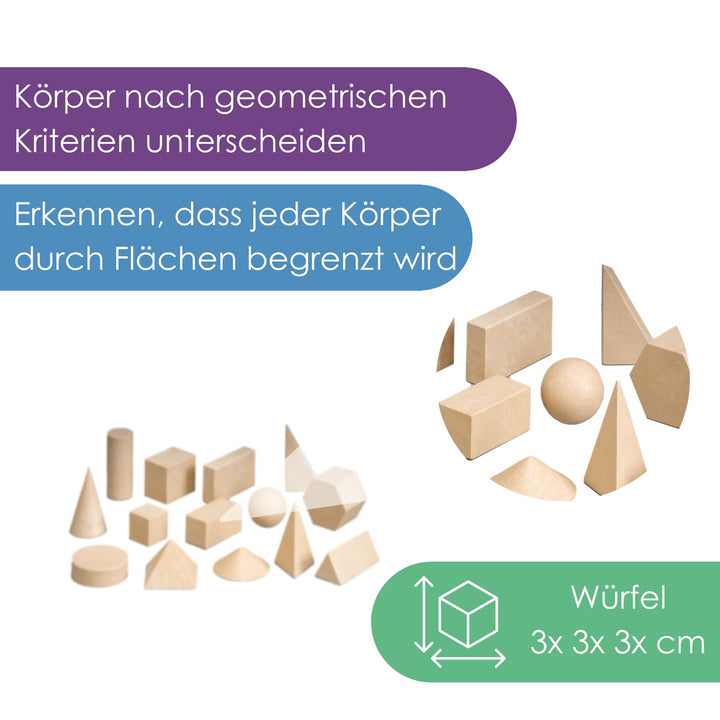 14 geometrische Figuren -- Geometrische Körper Set -- 1.-4. Klasse -- aus stabilem zertifiziertem RE