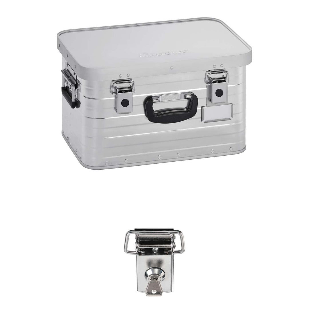 Enders Alubox 29 L mit Schloss Set - Aluminium Box 0,8 mm Wandstärke, spritzwasserdicht, stapelbar -