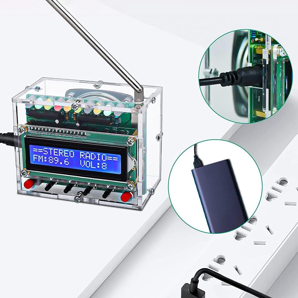 DIY Elektronik-Löt-Set, Radio, FM-Radio-Set, FM 87–108 MHz Löt-Übungsset mit LCD-Display, kabelloser