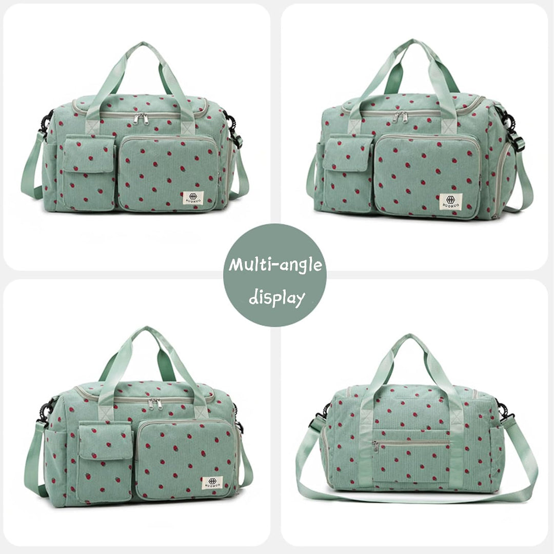 Reisetasche Damen, Sporttasche Damen mit Schuhfach, Nassfach and Kleine Geldbörse, Cord Schwimmtasch