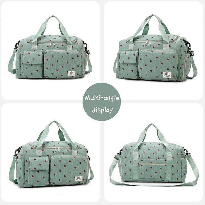 Reisetasche Damen, Sporttasche Damen mit Schuhfach, Nassfach and Kleine Geldbörse, Cord Schwimmtasch