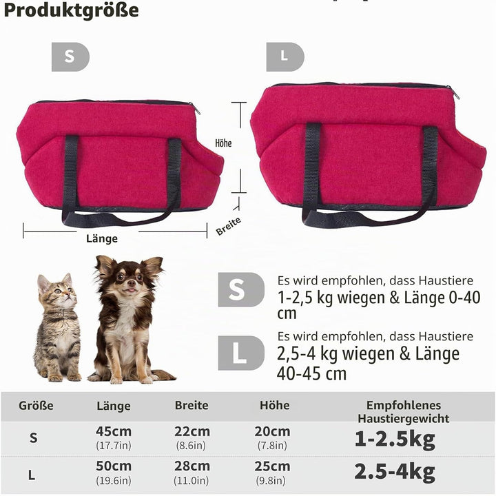 PETCUTE Tragetasche Hund Atmungsaktive Transporttasche für Haustiere Transporttasche für kleine Hund