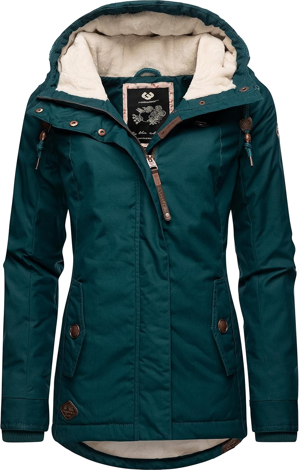 Ragwear Damen warme Winterjacke kurz mit Kapuze Monade XS-6XL M Dark Green22, M Dark Green22