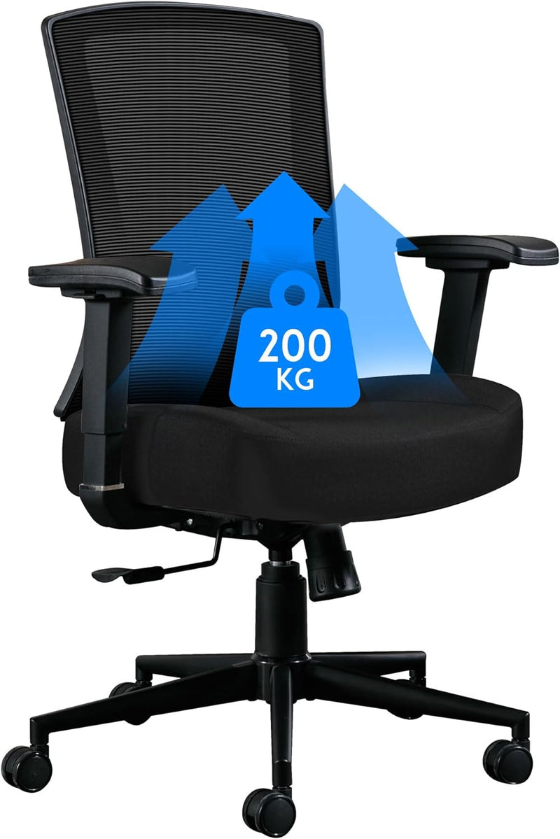 Fantasylab Bürostuhl Ergonomisch 200KG Schreibtischstuhl, Hoher Rücken Ergonomischer Stuhl Drehstuhl