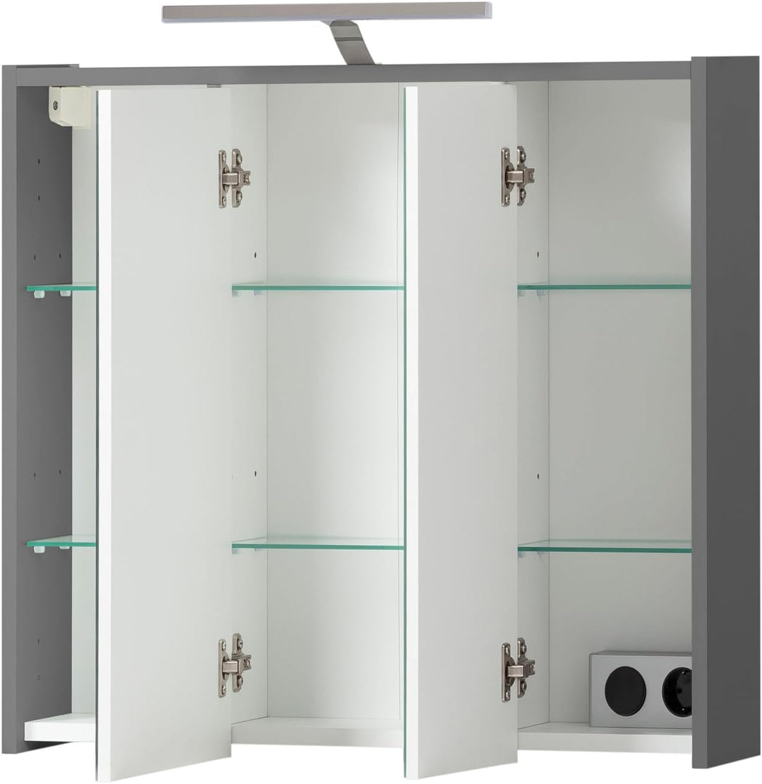 Schildmeyer Spiegelschrank Carlos, anthrazit, 65 x 16 x 64 cm 65 cm ohne Regal Anthrazit, 65 cm ohne