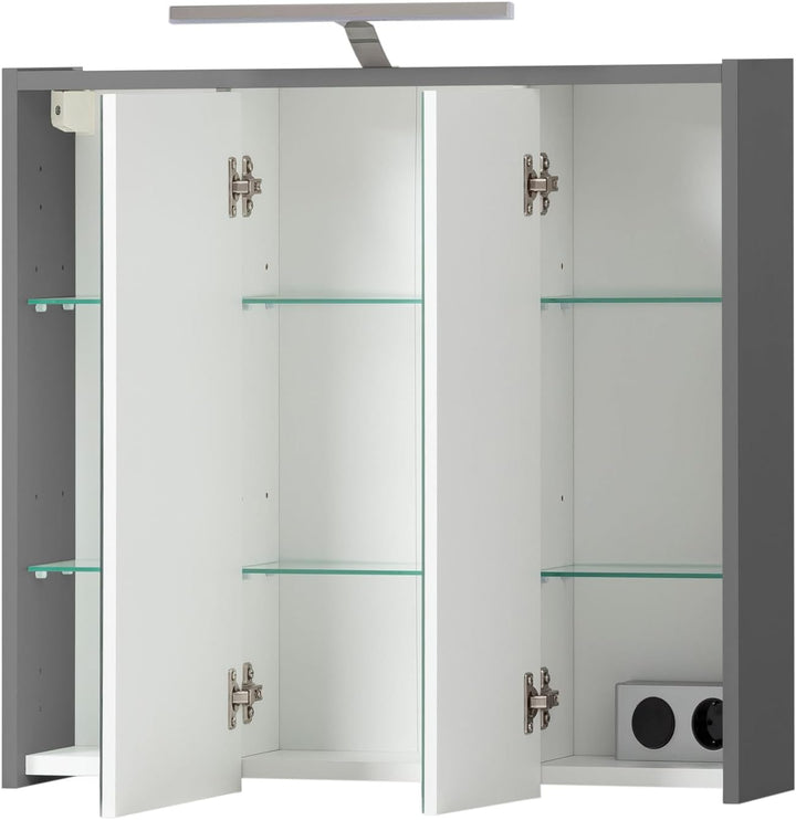 Schildmeyer Spiegelschrank Carlos, anthrazit, 65 x 16 x 64 cm 65 cm ohne Regal Anthrazit, 65 cm ohne