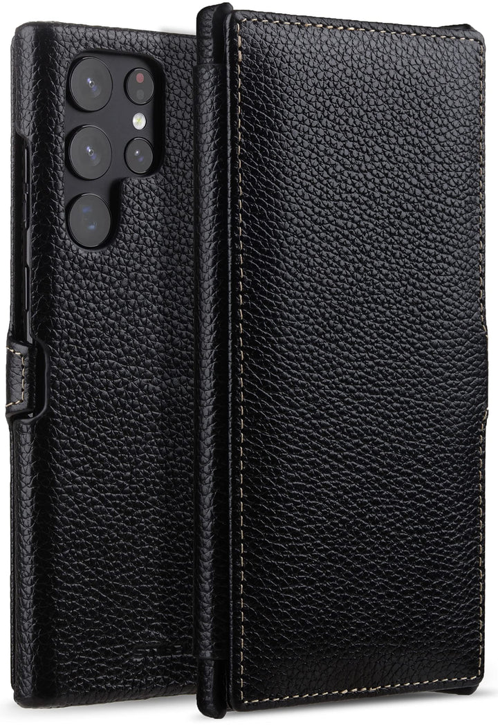 STILGUT Book Case kompatibel mit Samsung Galaxy S22 Ultra Hülle aus Leder mit Clip-Verschluss, Leder