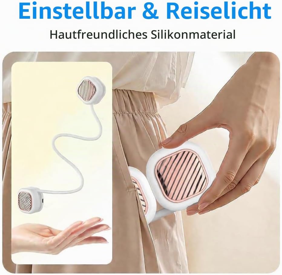 Foluu Nackenventilator Wiederaufladbar, 5 Stufen, LED-Display. Tragbar &amp; Freisprecheinrichtung, 120