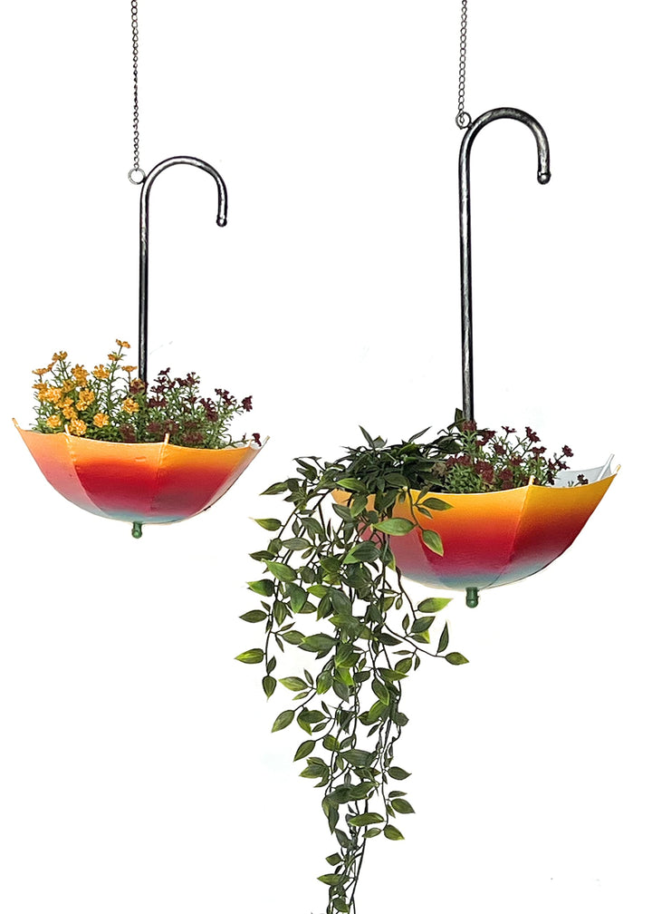 DanDiBo Blumenampel Metall Hängeampel mit Topf Innen Aussen Regenschirm Hängepflanzen 2er Set 96258