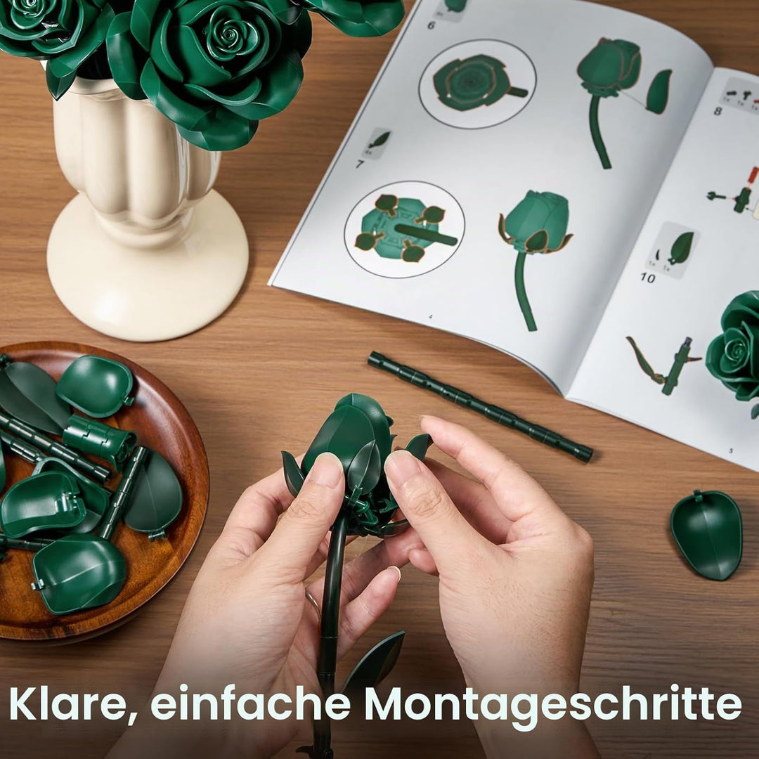 Millionspring Grüner Rosenstrauss Bauset Grüne Künstliche Rosen Geschenke für Ihn Sie Erwachsene zum