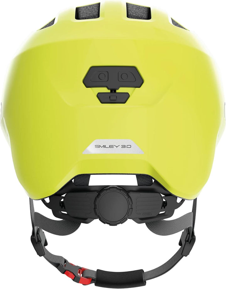 ABUS Kinderhelm Smiley 3.0 - Fahrradhelm mit tiefer Passform, kindergerechten Designs & Platz für ei