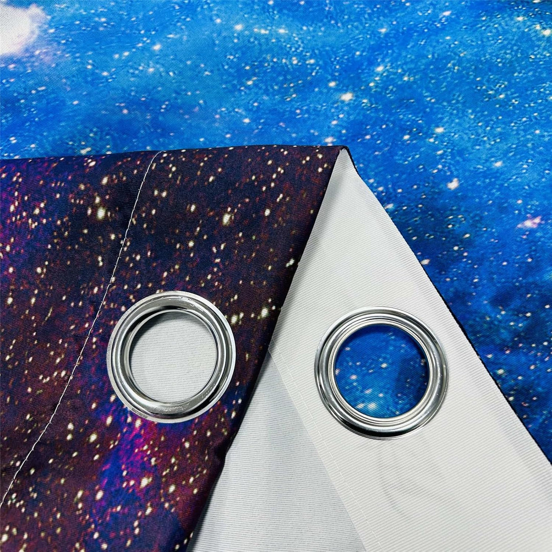 YUANZU Galaxie Vorhänge Weltraumviolett Blauer Nebel Ösen Gardinen mit Blickdichte Thermo Vorhang Kä