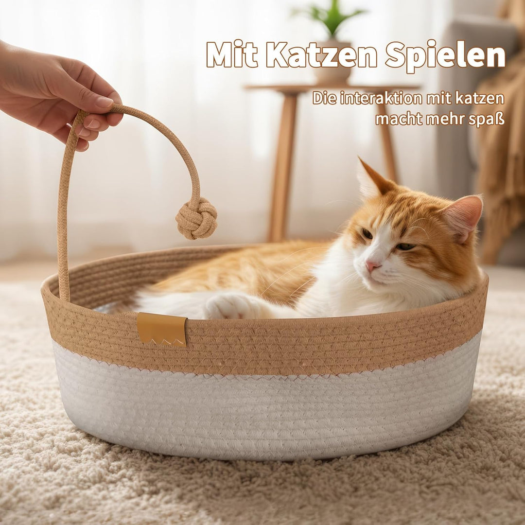 Mittimiya Baumwollseilen Gewebtes Katzenbett mit Kissen, 55 X 40 X 17 cm Krallen-SchleifbestäNdiges