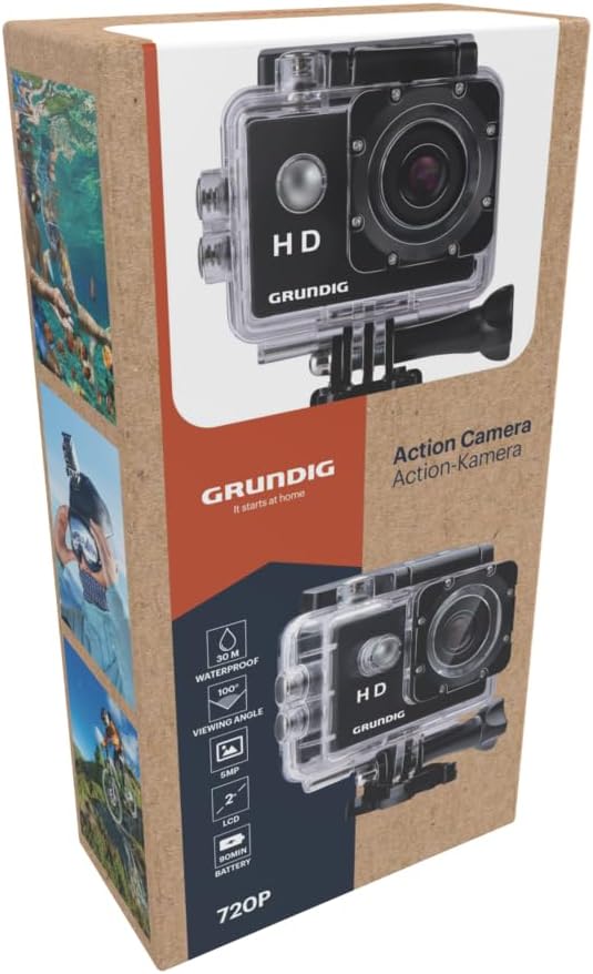 Grundig Action Cam 720P - wasserdichte Action Kamera - Unterwasserkamera für Unterwasserfotografie -