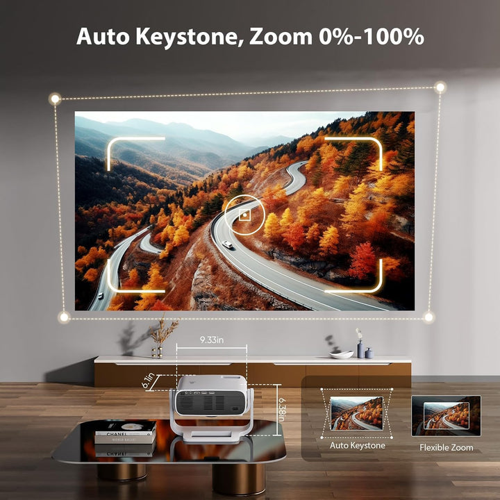 Wielio Smart Beamer mit Integrierte Apps,Native1080P 4K-Unterstützung,WiFi 6&Bluetooth 5.2,120° Vers