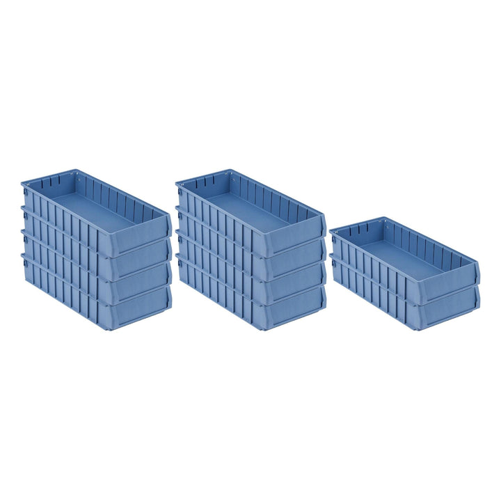 SparSet 10x Regalkasten 500 BN mit Etikett & Schutzhaube | HxBxT 9x23,4x50cm | 7,8 Liter | Sichtlage