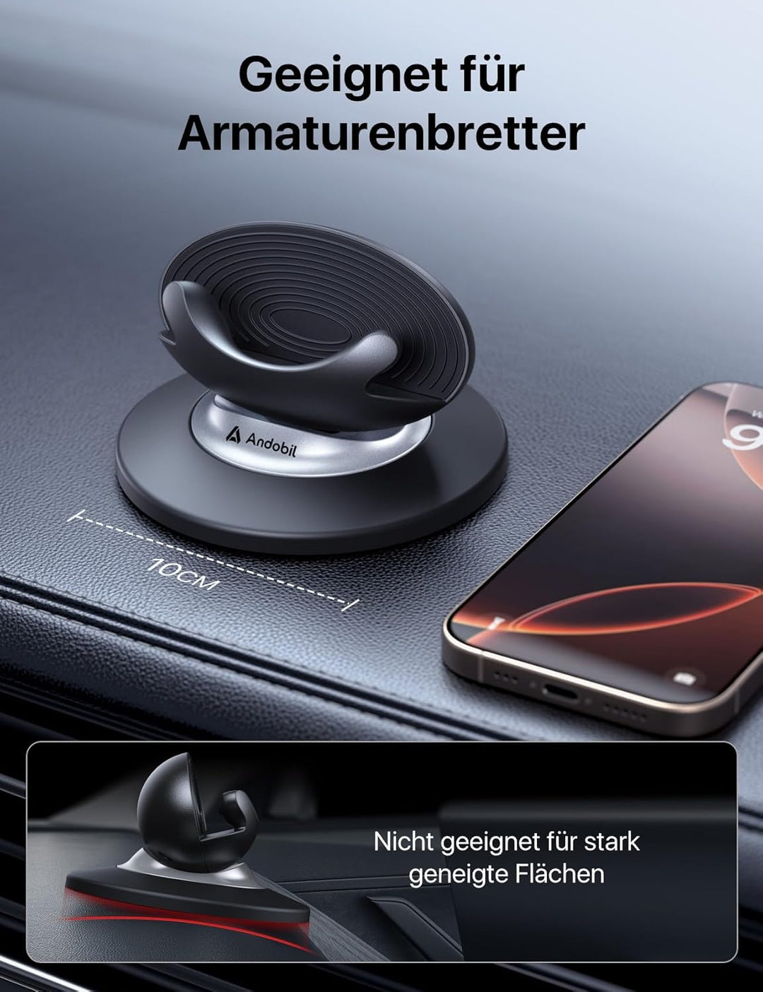 andobil Handyhalterung Auto [45° & 360° verstellbar] Handyhalterung Auto Armaturenbrett, [Einfache I