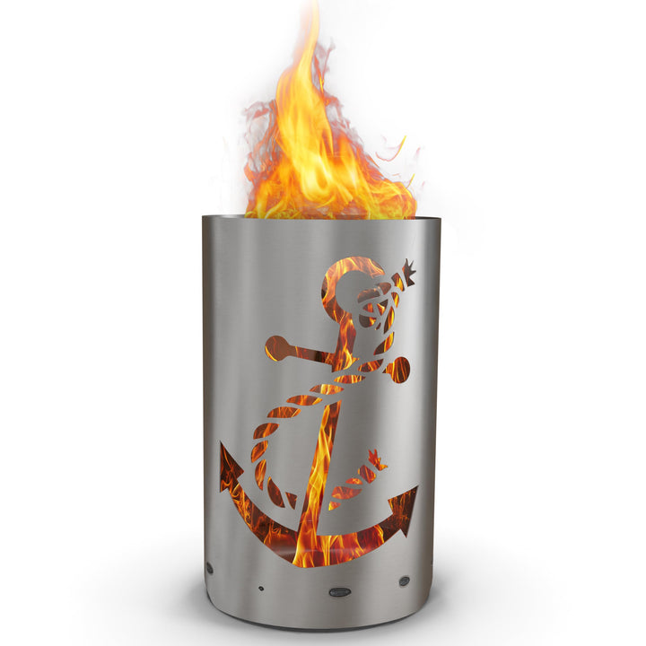 TiKo-Design Feuertonne - Lagerfeuertonne - Feuerkorb mit Anker Motiv – Verleihen Sie Ihrem Garten EI