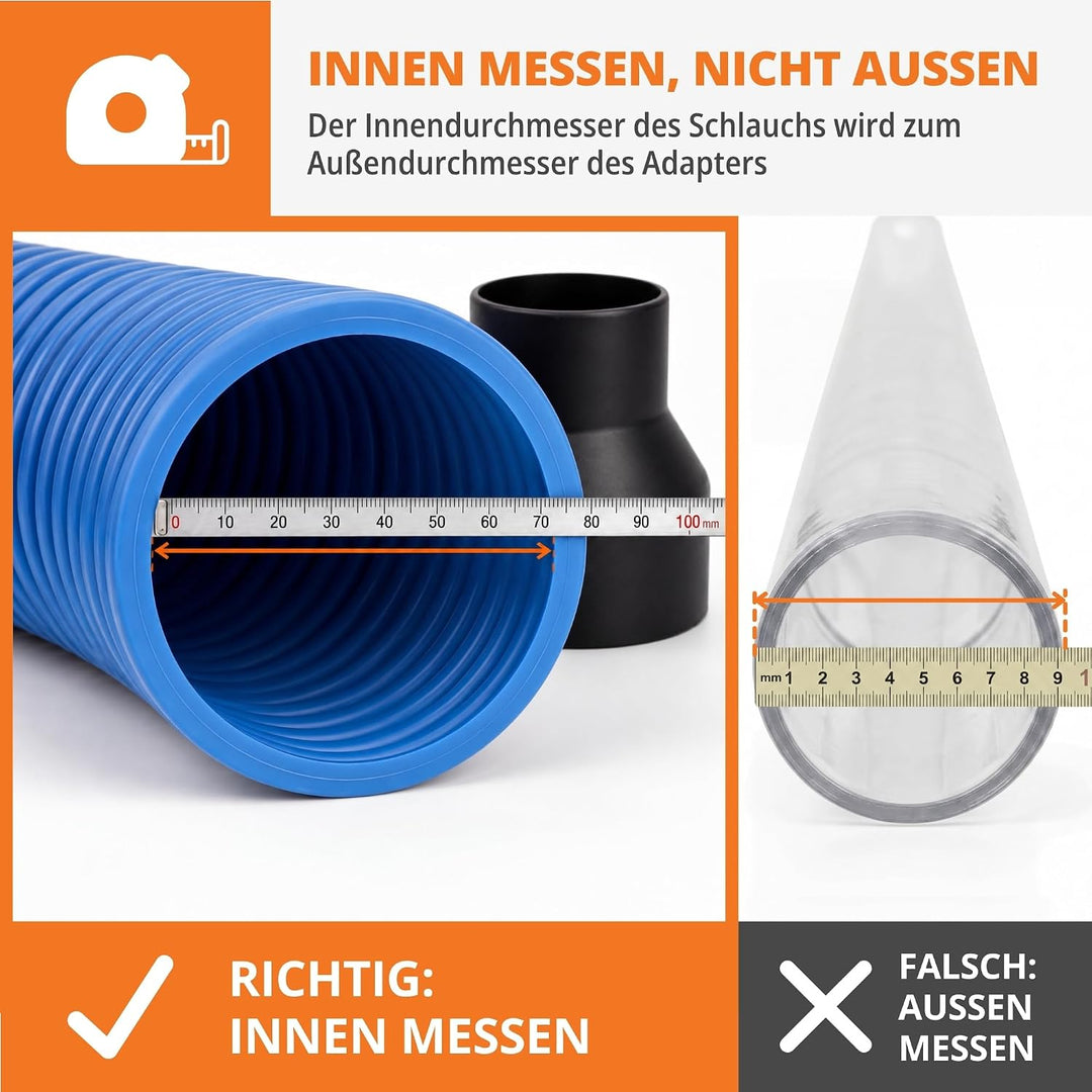 WFix Konfigurierbarer Absaugadapter (60-100mm) – Reduzierstück nach Mass für Absauganlagen & Rohrver