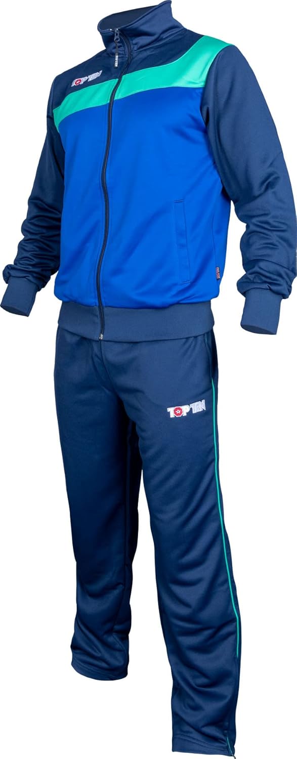 TOP TEN Fitnessanzug „Sporty“, S Blau - Gruen