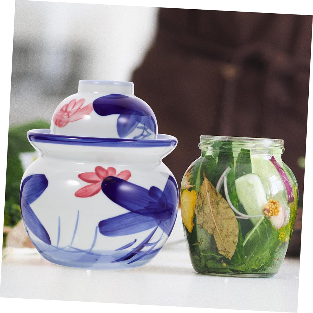 Happyyami Kimchi-Altar Chinesisches Gurkenglas Gärbehälter Onggi-Kimchi-Topf Pickle-flip-Glas Gurken