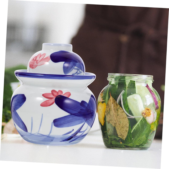 Happyyami Kimchi-Altar Chinesisches Gurkenglas Gärbehälter Onggi-Kimchi-Topf Pickle-flip-Glas Gurken