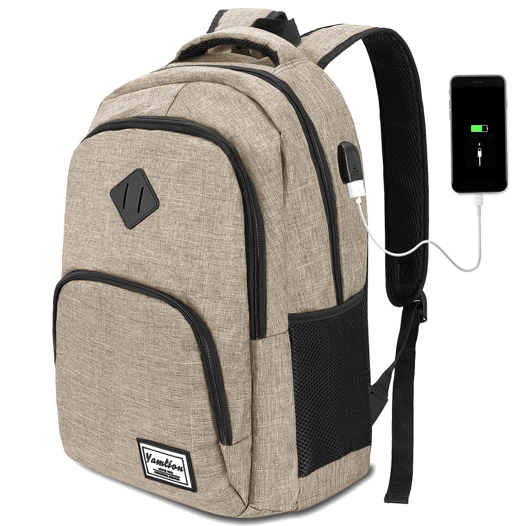 YAMTION Laptop Rucksack,Schultasche Schulrucksack Teenager mit USB-Ladeanschluss Uni Reisen Schule A