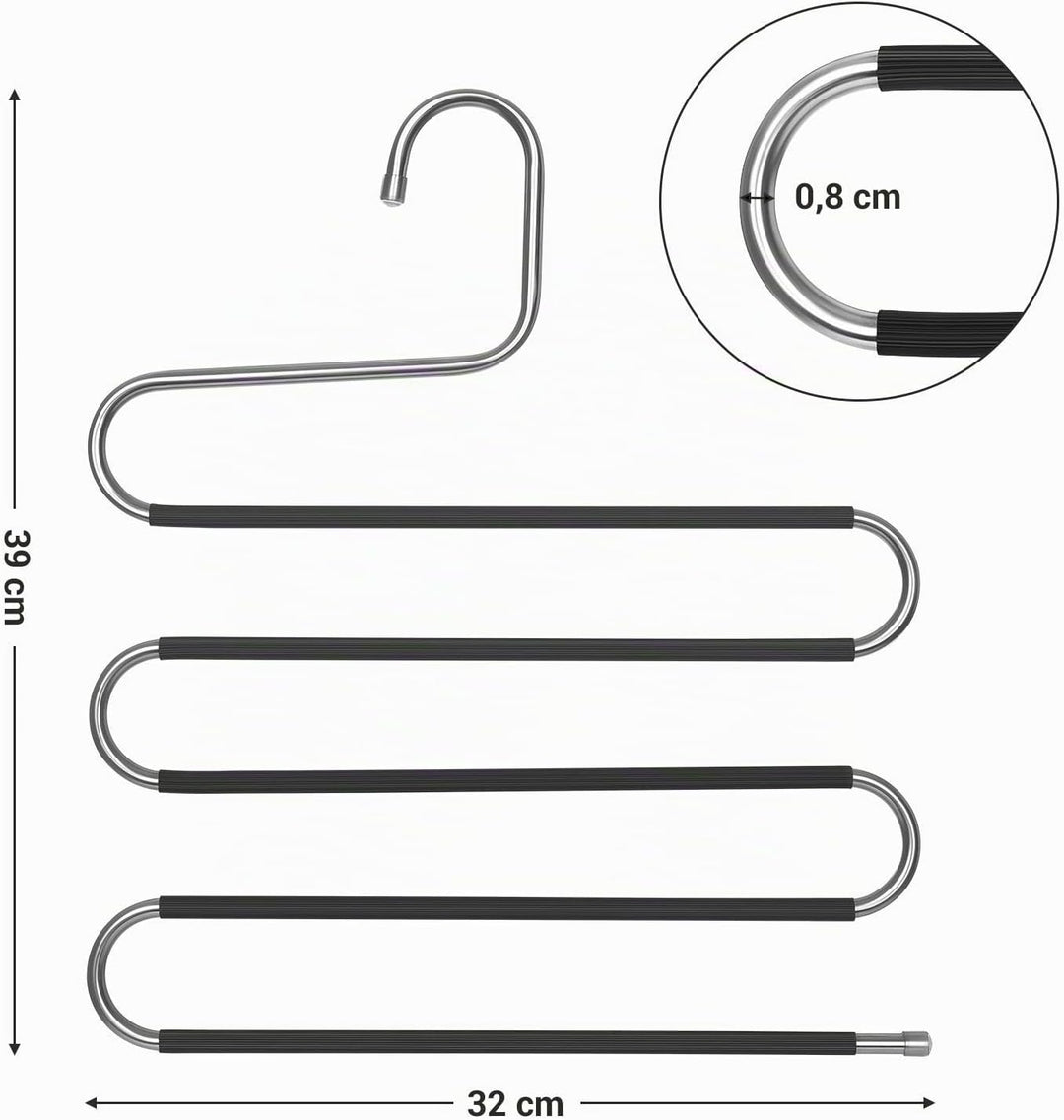 SONGMICS HosenbÜgel platzsparend, 6er Set, Mehrfach-KleiderbÜgel aus Metall, fÜr je 5 Hosen, S-Form,