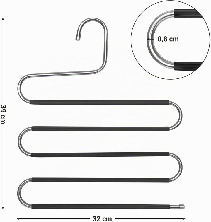 SONGMICS HosenbÜgel platzsparend, 6er Set, Mehrfach-KleiderbÜgel aus Metall, fÜr je 5 Hosen, S-Form,