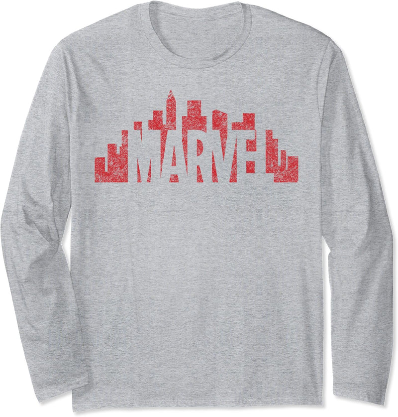Marvel City Skyline Logo Langarmshirt